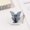 Pince à cheveux papillon bleu morandi élégante avec finition brillante pour femmes - Gris