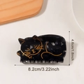 Schwarze Katzen-Haarklammer mit Goldakzenten und Glimmer-Textur, 8,2 cm x 4,6 cm - Klassisches Schwarz