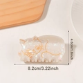 Iridescent pearl white cat shaped acetate hair claw clip with orange details - Moonlight White