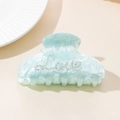 Pinza per capelli vintage azzurro marmo con scritte Love in strass luccicanti - Stile Love Marmo Blu Chiaro
