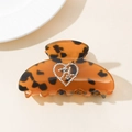 Molla per capelli vintage leopardata con cuore di strass e logo CD di classe - Stile Cuore CD Tartarugato