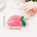Pince à cheveux pêche rose avec feuilles vertes en acétate translucide - Style Pêche