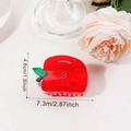 Pince à cheveux pomme rouge à texture marbrée et feuille verte, 7,3cm x 4,6cm - Style Pomme