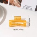 Amber translucent square hair claw clip in minimalist resin design 8.8cm length - Honey Yellow (8.8cm)