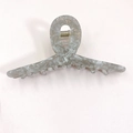 Large marble pattern hair claw clip with acetate texture and secure golden spring hold - Grey Brown Marble (D10-3-13)