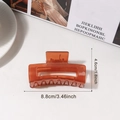 Minimalist amber brown translucent square hair claw clip in 8.8cm size for women - Reddish Brown (8.8cm)