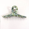 Large marble pattern hair claw clip with green, yellow and white acetate finish - Green Yellow Mixed Marble (D10-3-16)