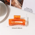 Transparent bright orange square hair claw clip in resin, size 8.8cm for women - Amber Orange (8.8cm)