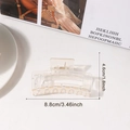 Minimalist transparent champagne square hair claw clip with gold spring measuring 8.8cm - Transparent (8.8cm)