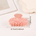Pink and white speckled marble hair claw clip measuring 8.7cm in length for women - Arc Shape (8.7cm) / Pink