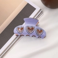 Elegante pinza para el cabello lila claro con recortes de corazón en mesa moderna - Color Sólido-Púrpura (C14-3-18)