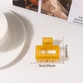 Amber translucent square hair claw clip with cutout design in 5cm size - Honey Yellow (5cm)