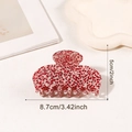 Elegant 8.7cm hair claw clip with red and white speckled pattern and stone texture - Arc Shape (8.7cm) / Dark Red
