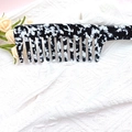 Elegant wide-tooth hair comb with black and white marble acetate texture and long handle - Black And White Marble (B27-3-14)