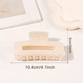 Gesprenkelte cremefarbene rechteckige Haarklammer mit körniger Textur für Damen - Rechteckige Form (10.4cm) / Weiß