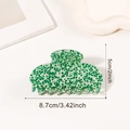 Speckled green and white terrazzo hair claw clip with a glossy finish for thick hair - Arc Shape (8.7cm) / Green