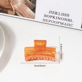 Medium size amber transparent square hair claw clip for women, size 5cm by 2.8cm - Amber Orange (5cm) Style 2
