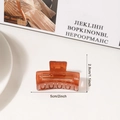 5cm amber transparent square hair claw clip for women's half-up hairstyles - Reddish Brown (5cm) Style 2
