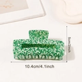 Grün-weiße Terrazzo Haarklammer aus Acetat für dickes Haar, 10,4 cm große Haarklammer - Rechteckige Form (10.4cm) / Grün
