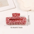 Rectangle hair claw clip with red and white speckled texture, size 10.4cm by 5cm - Rectangular Shape (10.4cm) / Dark Red