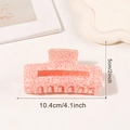 Große Haarklammer mit rosa-weißem Muster aus Acetat und Abmessungen 10,4 cm - Rechteckige Form (10.4cm) / Rosa