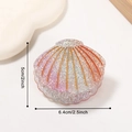 Iridescent shell hair claw clip with orange glitter patterns, 6.4cm width size - Colorful Large Shell Style 2 (D21-4-2)