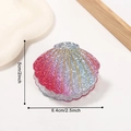 Shell shaped hair claw clip with pink and blue gradient glitter finish, 6.4cm width - Colorful Large Shell Style 1 (D21-4-1)