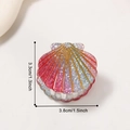 Shell-shaped hair claw clip with colorful glitter gradient finish, 1.5-inch wide accessory - Colorful Small Shell Style 6 (D21-4-6)