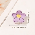 Purple flower hair claw clip with black edges and size dimensions 5.3x5.9cm - Purple