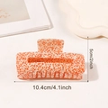 Quadratische Haarklammer mit orange-beigem Sprenkelmuster, Größe 10,4cm für Damen - Rechteckige Form (10.4cm) / Orange