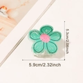 Floral hair claw clip in mint green with pink center, 5.9cm x 5.3cm stylish accessory - Mint Green