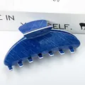 Pinza per capelli blu navy con trama denim e bordi bianchi a contrasto per acconciatura - Stile Texture Denim Blu Scuro (D19-1--12)