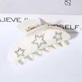 Crèmewitte haarklem van 9cm met fonkelende strass-sterren voor een elegante look - Katoenwit