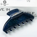 Pince à cheveux motif cachemire bleu marine avec finition brillante et ressort doré - Style d'Impression Paisley Bleu Foncé (D19-1--13)