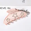 Roze 9cm haarklem met glinsterende strass-sterren op een glanzende afwerking - Oud roze