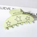 Mint green 9cm hair claw clip with sparkling rhinestone stars for thick hair - Mint Green