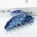 Pince à cheveux 9cm dégradé bleu ciel étoilé avec motif d'étoiles blanches élégantes - Style d'Impression Pentagramme Bleu Ciel Étoilé (D19-1--11)