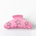 Roze matte haarklem met sprankelende strass sterpatronen voor vrouwen - Dieproze