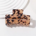 Classic amber tortoiseshell hair claw clip with rectangular hollow design and glossy finish - Classic Tortoiseshell Rectangular Hollow Style (C22-3-12) / Dark Tortoise Shell