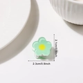 2cm light green flower hair claw clip with yellow center and acrylic finish - Light Green Floral Style