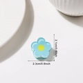 Mini 2cm blue flower hair claw clip with yellow center in acrylic matte finish - Sky Blue Floral Style