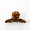 Brown tortoiseshell hair claw clip with blue specks and durable metal spring - Mixed Tortoiseshell (C6-3-14)