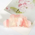 Pinza per capelli sfumata marmo rosa e bianco con glitter dorati e bordi ondulati - Rosa Pesca (C5-1-8)