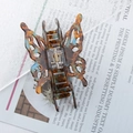 Schmetterling Haarklammer aus lichtdurchlässigem Acryl in Schildpatt-Braun und Blau - Schildpatt Blau (D2-2-26)