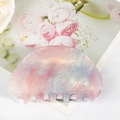 Pink and purple marble gradient hair claw clip with golden glitter and resin finish - Cherry Pink Purple