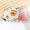 Pince à cheveux marguerite avec fleurs roses et ressort doré pour coiffure élégante - Style Marguerite Blanc Rose (D15-3-13)