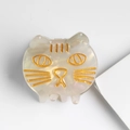 Pinza per capelli a forma di gatto color crema con dettagli dorati e luce perlata - Bianco Perla (C17-1-18)