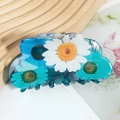 Lichtdurchlässige blaue Gänseblümchen-Haarklammer mit Blumenmuster im süßen Landhausstil - Blau Gänseblümchen Stil (D15-3-12)