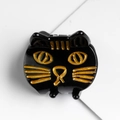 Pinza per capelli a gatto in acrilico nero con dettagli dorati e finitura lucida - Nero Lucido (C17-1-21)