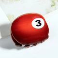 Pinza para el pelo con diseño de bola de billar número 3 en resina acrílica roja - Estilo Bola de Billar Roja (D2-4-3)